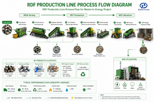 RDF production line process flow for waste-to-energy project