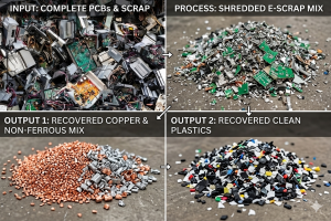 Comparison of Crushed Circuit Boards and Separated Copper, Aluminum, and Plastics