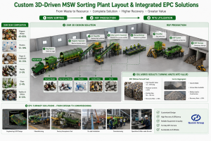 3D model layout design for integrated 200 TPD MSW sorting plant by Guoxin
