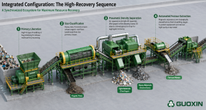 Industrial msw waste sorting machine with conveyor belt 3D model for plant planning